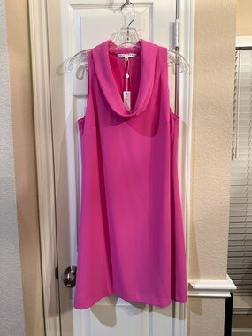 Trina Turk Sleeveless Cowl Neck Mini Dress - Hot Pink